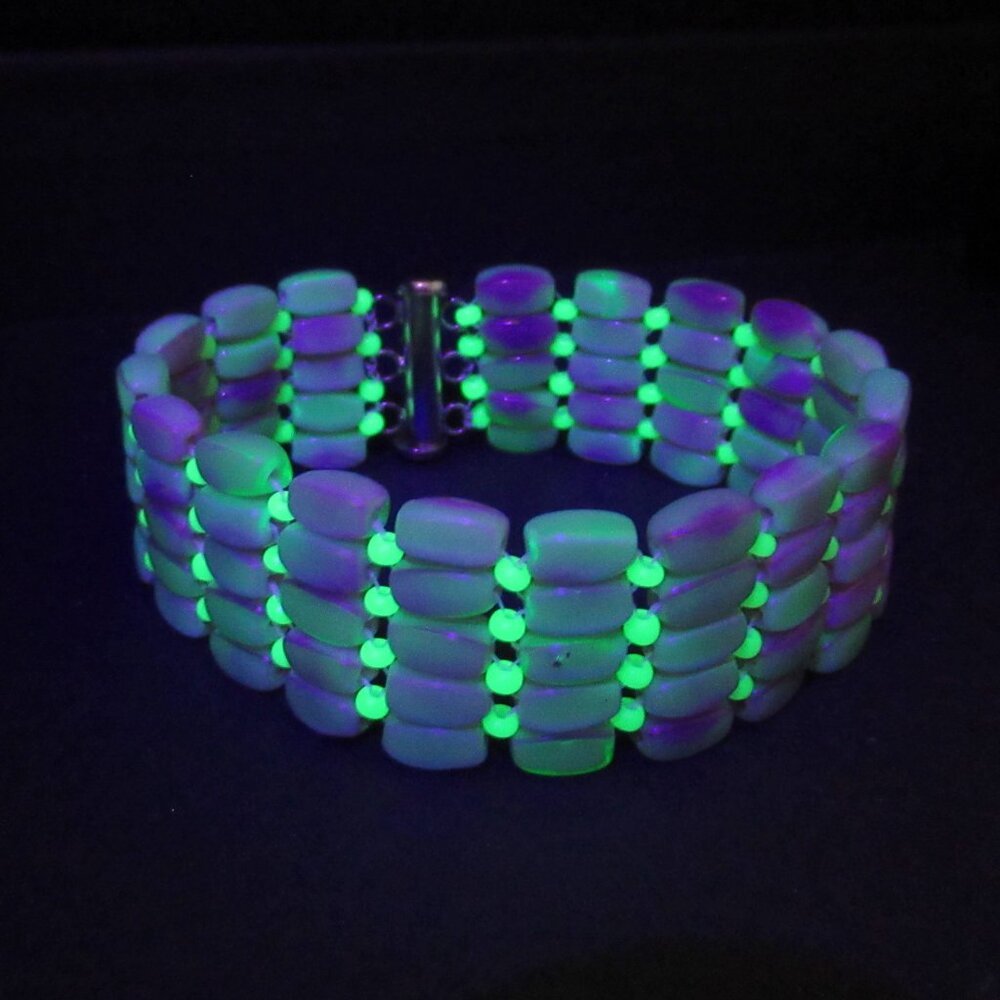 Handwoven Pink Czech UG glass bracelet